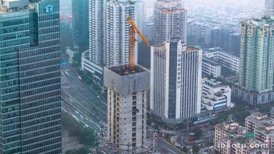 广州建设高楼雨景延时固定延时摄影